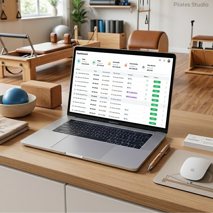 Painel financeiro Key4fit com resumo de faturas, pagamentos e status de cobrança